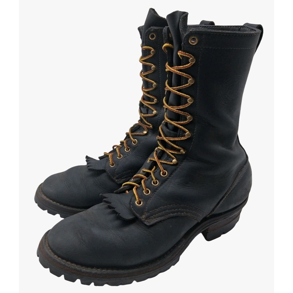 Hathorn White's Leather Combat Boots Mens 11.5 D Black Vibram Work Boot See Desc